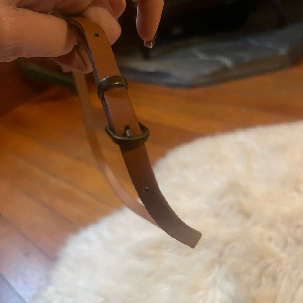Brown Leather Skinny Fashion Belt